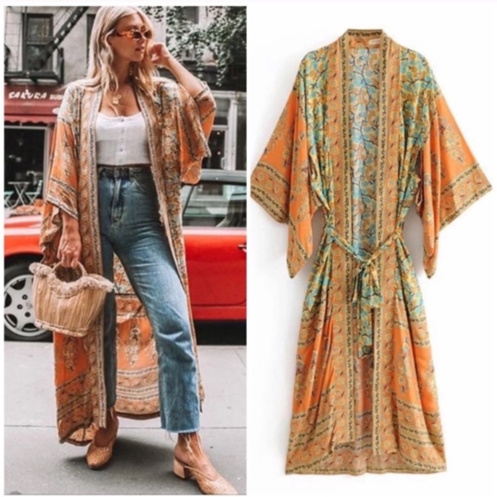 SOLD OUT Golden Fields Bohemian Kimono Wrap Robe - Picture 2 of 8